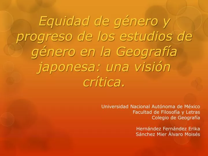 equidad de g nero y progreso de los estudios de g nero en la geograf a japonesa una visi n cr tica