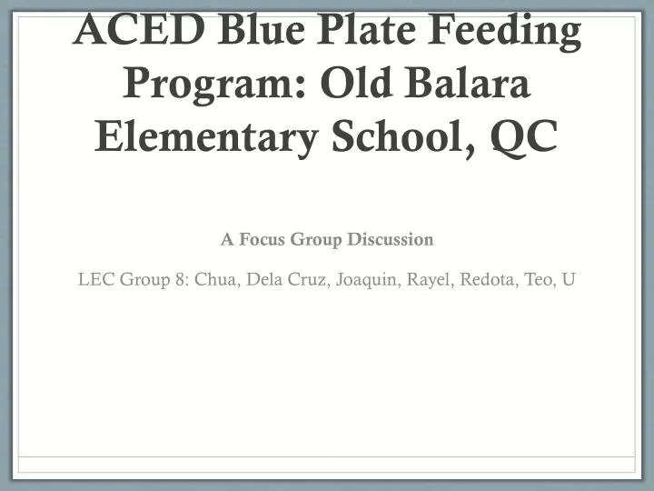 aced blue plate feeding program old balara elementary school qc