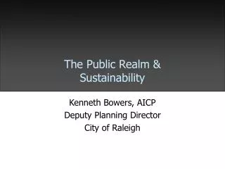 The Public Realm &amp; Sustainability