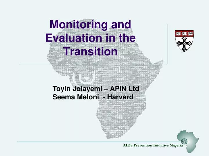 monitoring and evaluation in the transition