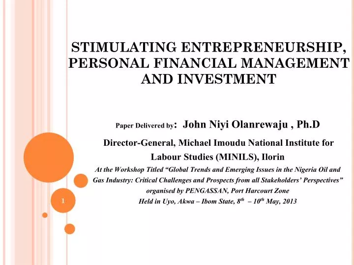 stimulating entrepreneurship personal financial management and investment