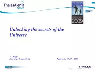 Unlocking the secrets of the Universe V. Giorgio