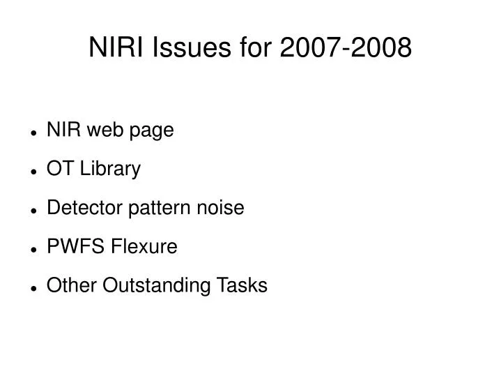 niri issues for 2007 2008
