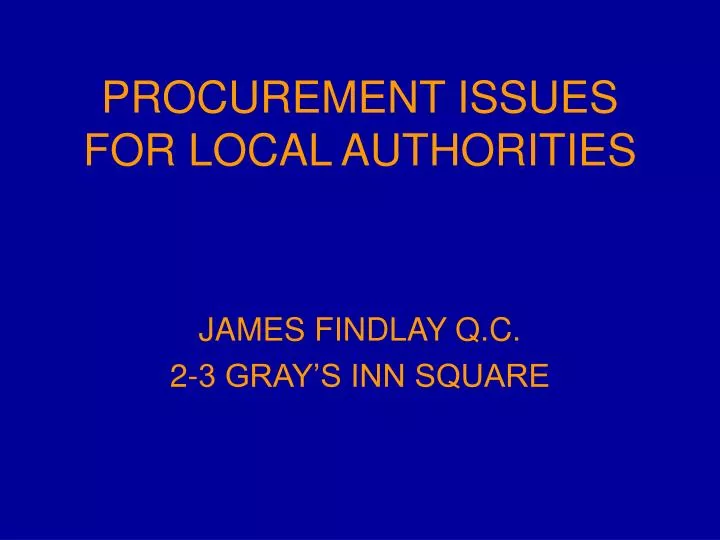 procurement issues for local authorities