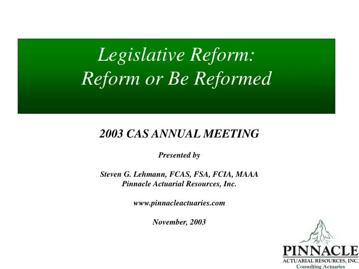 legislative reform reform or be reformed