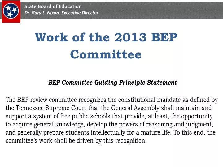 work of the 2013 bep committee