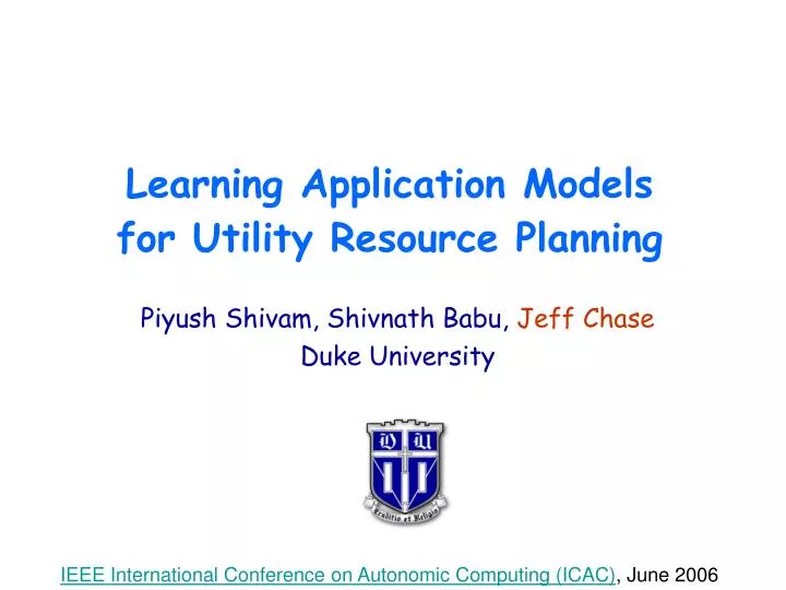 learning application models for utility resource planning