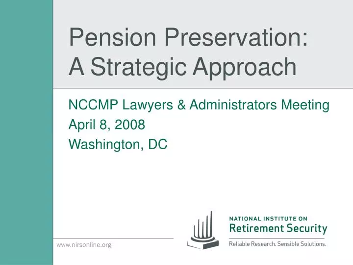 pension preservation a strategic approach