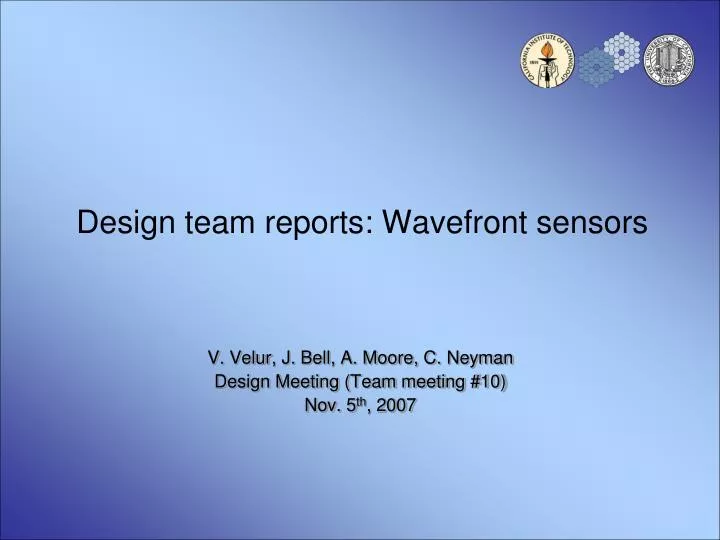 design team reports wavefront sensors