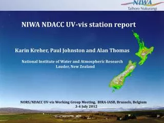 NIWA NDACC UV-vis station report