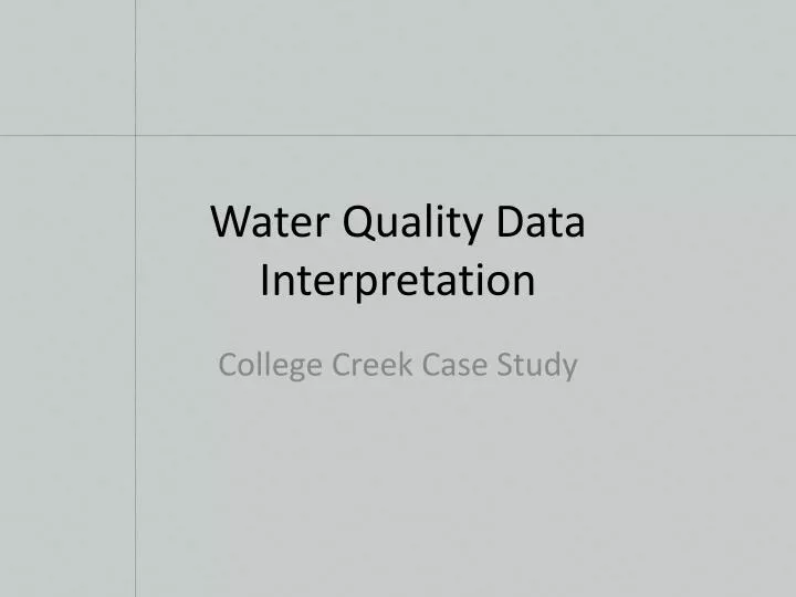 water quality data interpretation