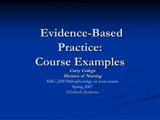Evidence-Based Practice: Course Examples
