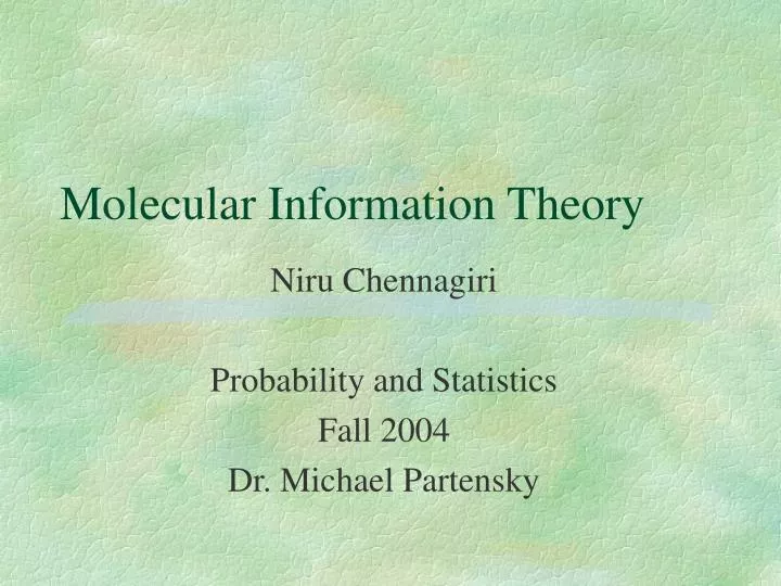 molecular information theory