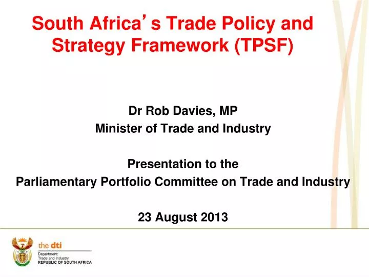 south africa s trade policy and strategy framework tpsf