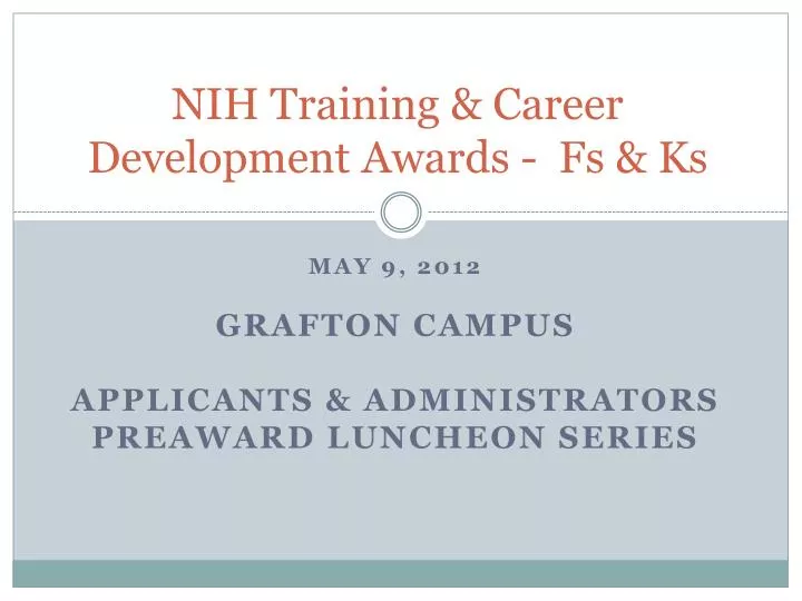 nih training career development awards fs ks