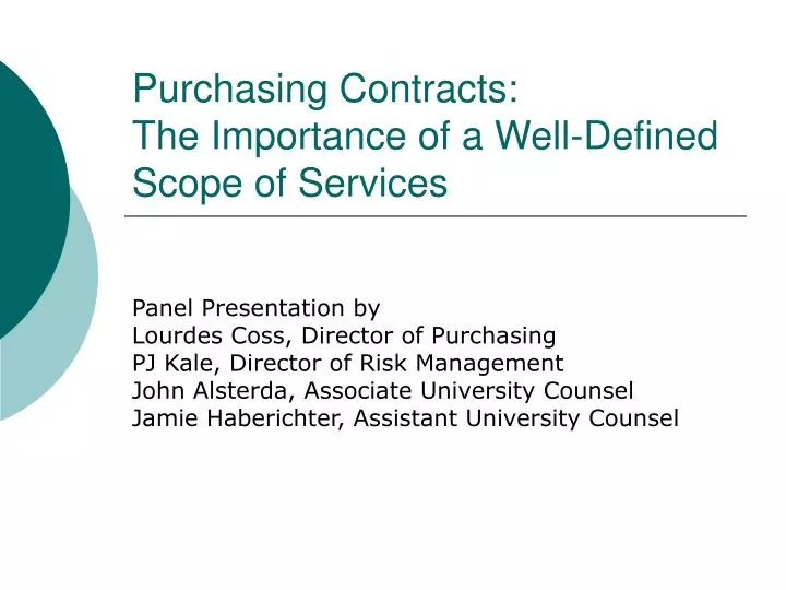 purchasing contracts the importance of a well defined scope of services