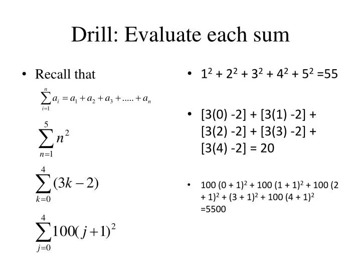 drill evaluate each sum