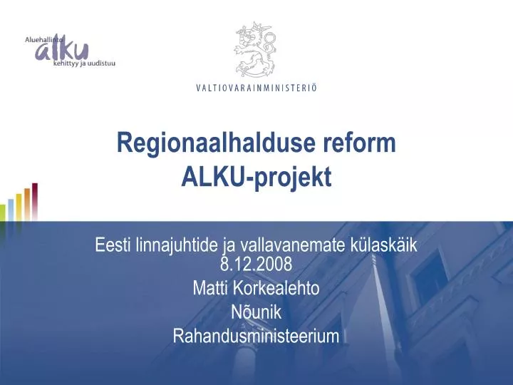 regionaalhalduse reform alku projekt