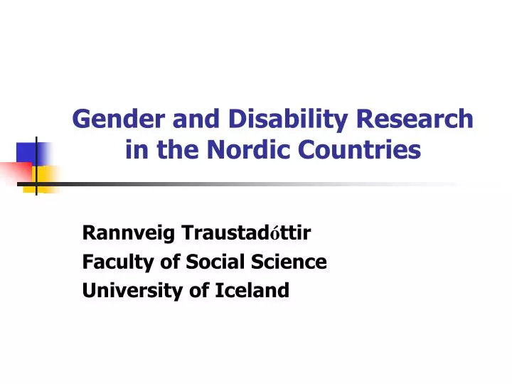 gender and disability research in the nordic countries