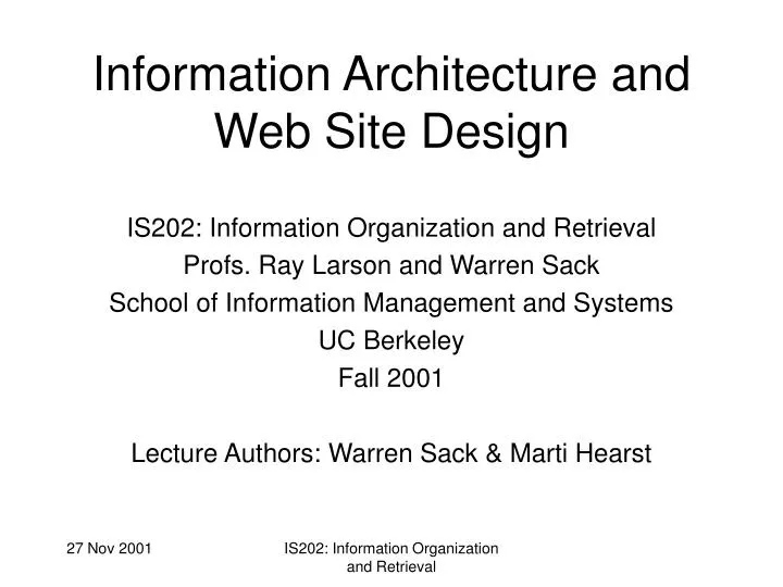 information architecture and web site design