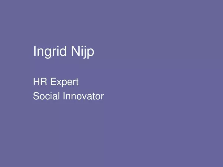 ingrid nijp hr expert social innovator