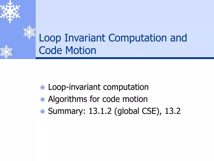 loop invariant computation and code motion