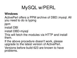 MySQL w/PERL