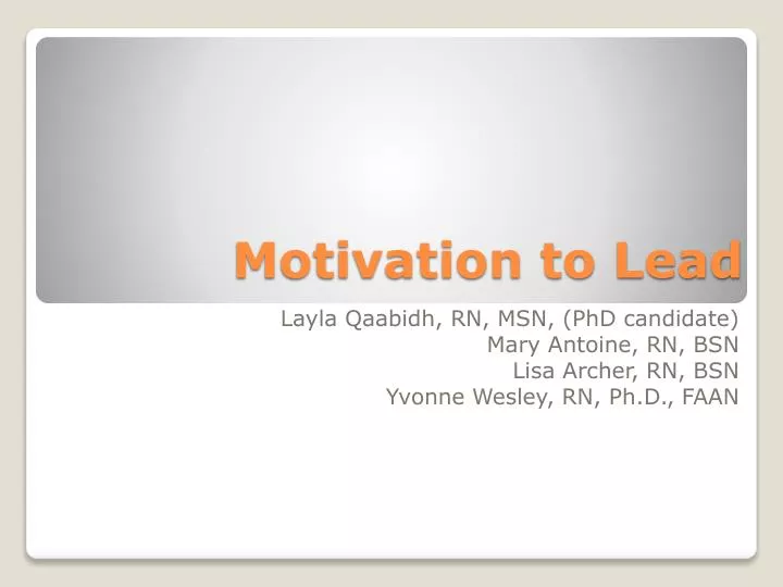 motivation to lead