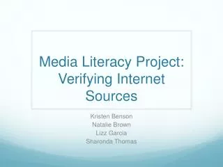 Media Literacy Project: Verifying Internet Sources