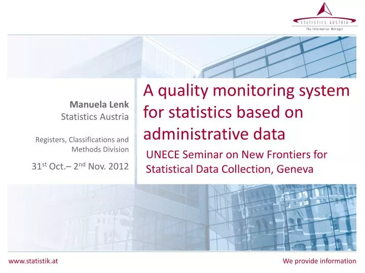 a quality monitoring system for statistics based on administrative data