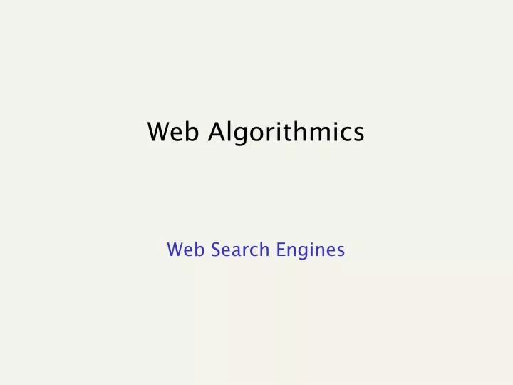 web algorithmics