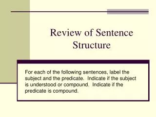 Review of Sentence Structure