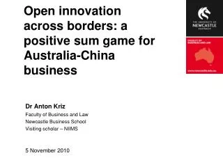 Open innovation across borders: a positive sum game for Australia-China business