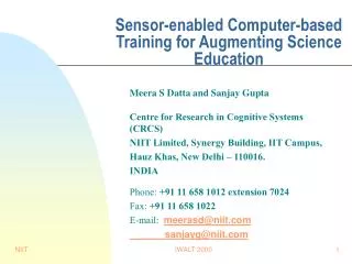 Sensor-enabled Computer-based Training for Augmenting Science Education