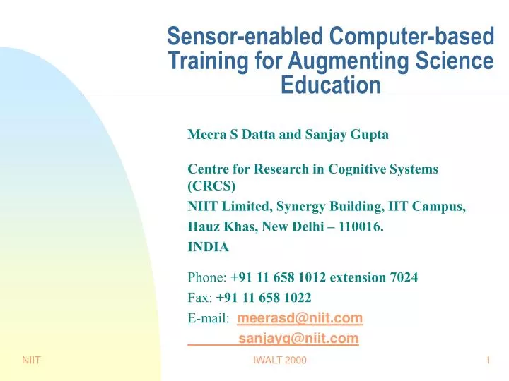 sensor enabled computer based training for augmenting science education