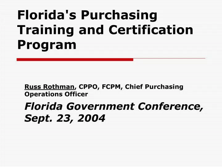 florida s purchasing training and certification program