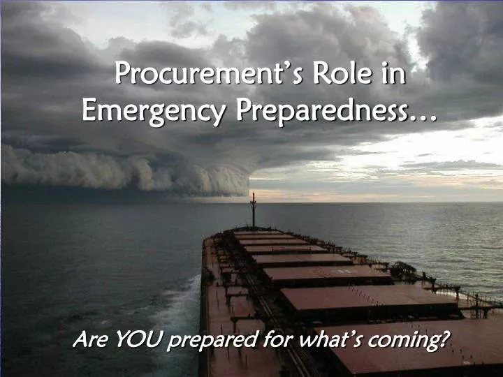 procurement s role in emergency preparedness