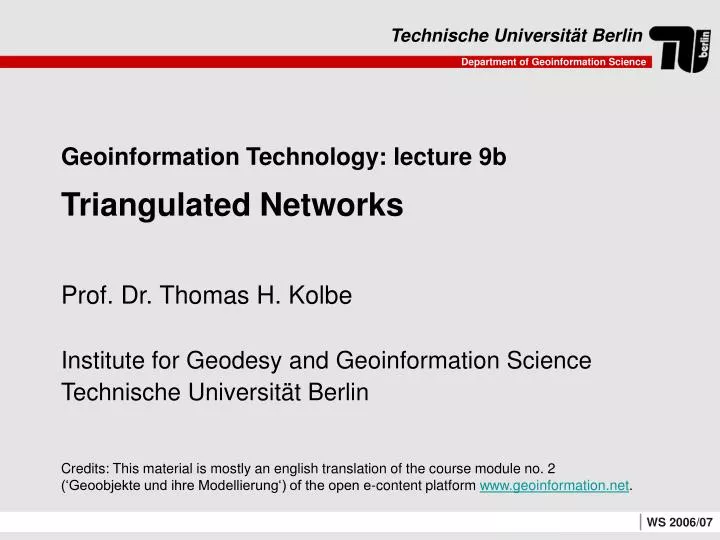 geoinformation technology lecture 9b triangulated networks