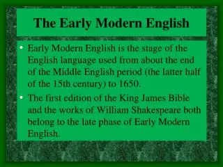 The Early Modern English