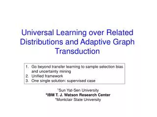 Universal Learning over Related Distributions and Adaptive Graph Transduction