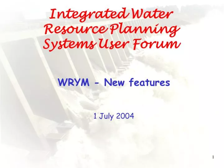 integrated water resource planning systems user forum
