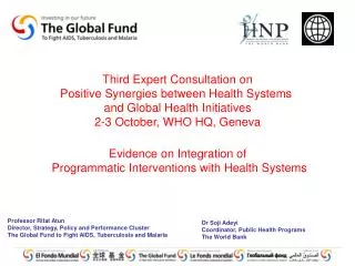 Third Expert Consultation on Positive Synergies between Health Systems
