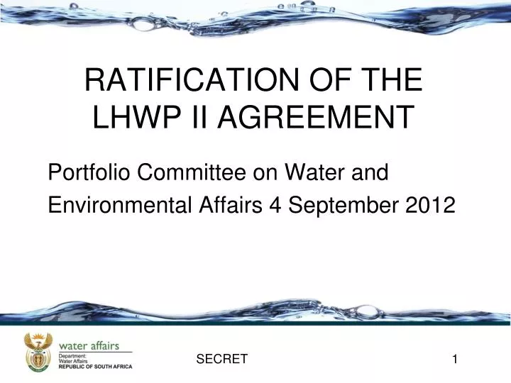 portfolio committee on water and environmental affairs 4 september 2012
