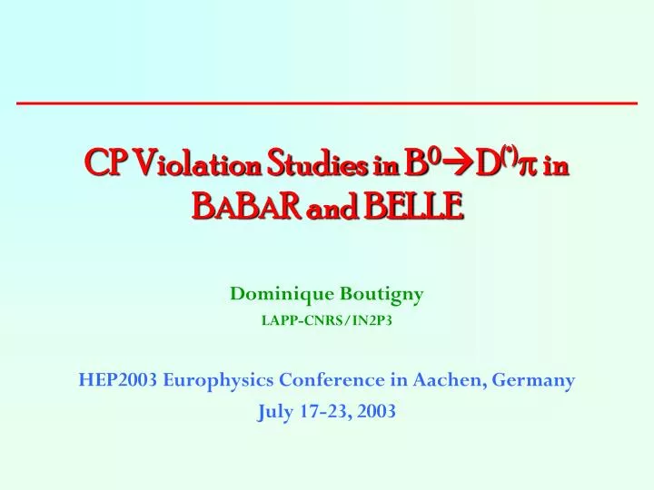 cp violation studies in b 0 d in b a b a r and belle