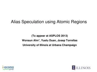 Alias Speculation using Atomic Regions