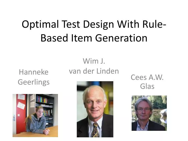 optimal test design with rule based item generation