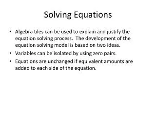 Solving Equations