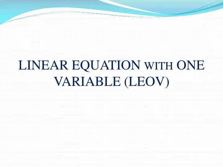 linear equation with one variable leov
