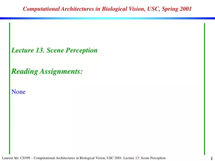 computational architectures in biological vision usc spring 2001