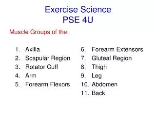 Exercise Science PSE 4U